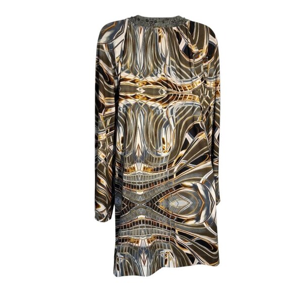 Custo Barcelona Size 2  Small v-neck dress pyramid studs wild print  long sleeve - Picture 5 of 9